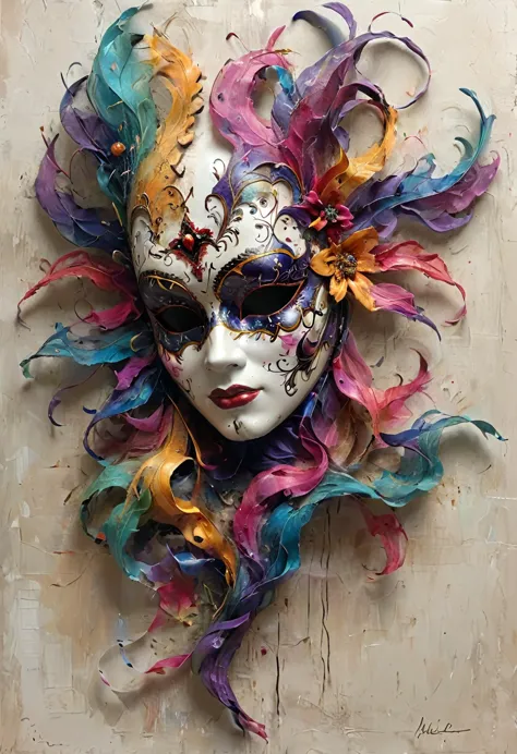 venice mask, carnival, intricate colors, artme metade feliz metade triste