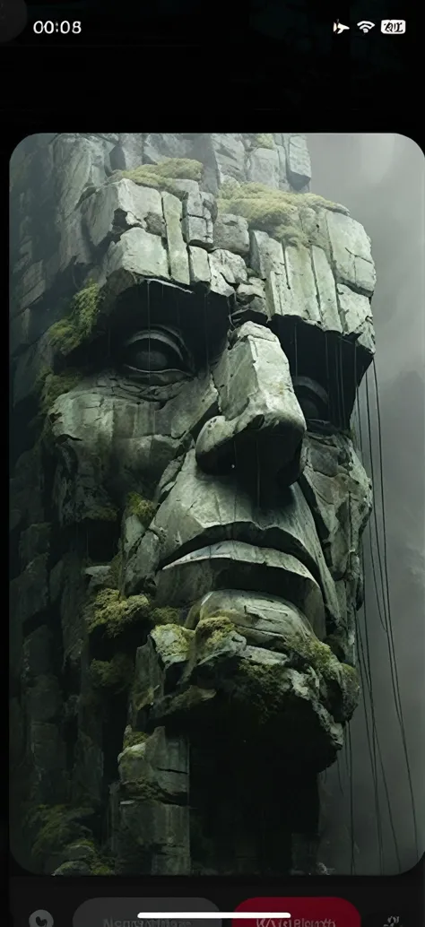 there is a large statue of a man with a face made of rocks, giant head statue ruins, matte painting of human mind, in the art st...