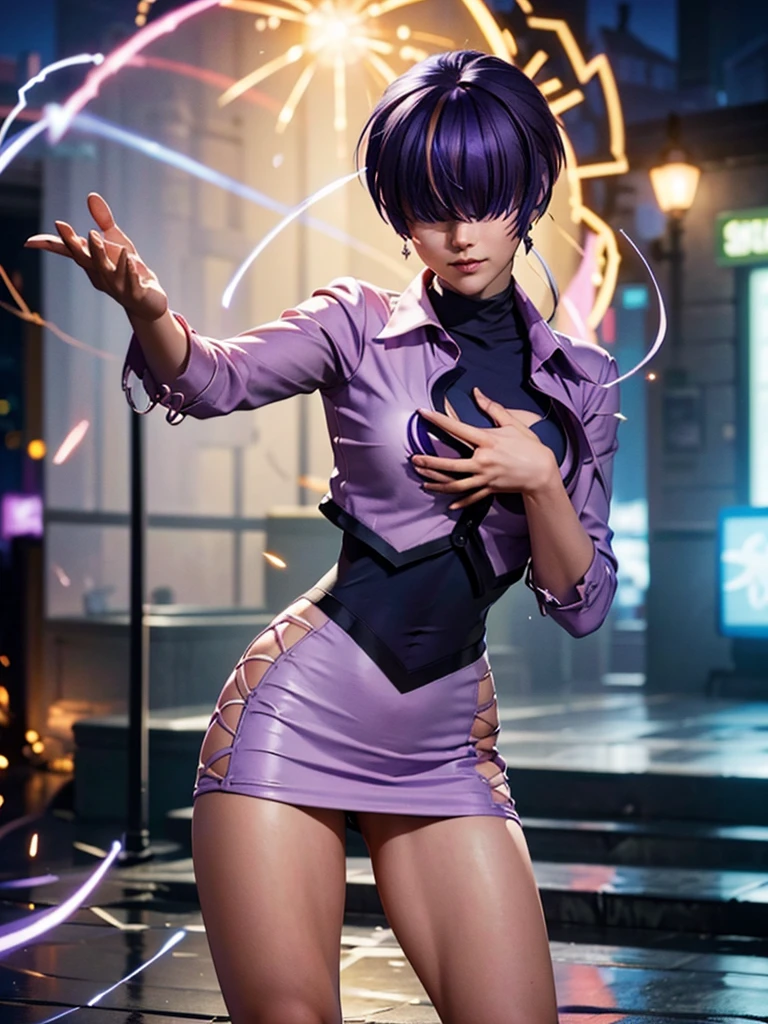 (at night), alone, in a video game scene a background of a beautiful city during the day raining, standing at attention, purple hair, ((purple hair)), 1 girl, alone, 20 years old, young woman , perfect hands, beautiful and perfect fingers, beautiful long legs, perfect legs, beautiful body, beautiful nose, beautiful character design, perfect face, look at the viewer with a serious gesture and in an attack position (focusing on his face), closed mouth , Light_Smile, official art, extremely detailed CG unity 8k wallpaper, perfect lighting, bright and colorful front lighting, glowing skin (masterpiece: 1.0), (best_quality: 1.0), ultra high resolution, 4K, ultra detailed photography, 8K , HDR, high resolution, nonsense: 1.2, Kodak portra 400, film grain, blurred background, bokeh: 1.2, lens flare, (vibrant_color:1.2), professional photography, (beautiful_face: 1.5), (narrow waist),
