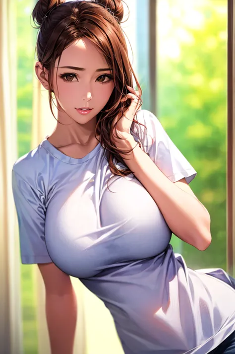 (highest quality、8k、32k、masterpiece)、(realistic)、(realistic:1.2)、(high resolution)、very detailed、(((burstingly big breasts)))、((...