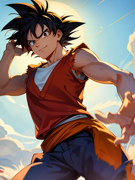 ---

"create a character that is a fusion of monkey d. luffy e goku. she must have goku&#39;s spiky black hair, mixed with luffy...