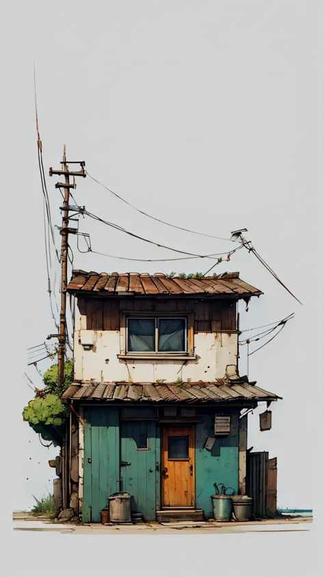 small house, street, 正面, perfil, water color on paper, (simple background:1.2)