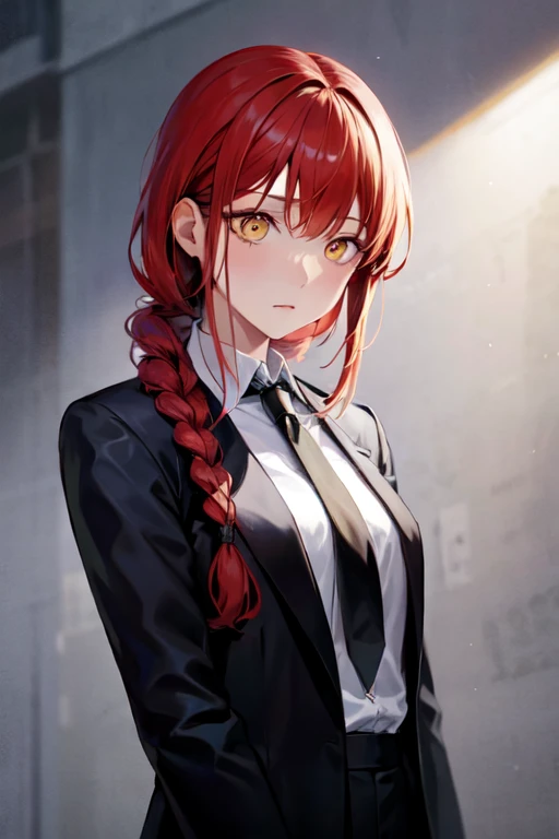 (Highest quality)、(Highest quality)、hand、Expressionless、Strong redhead、suit、Braiding、black tie、