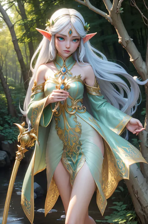 elfa

a beautiful elf with long flowing silver hair, piercing emerald eyes, and delicate pointed ears. she has a slender and gra...