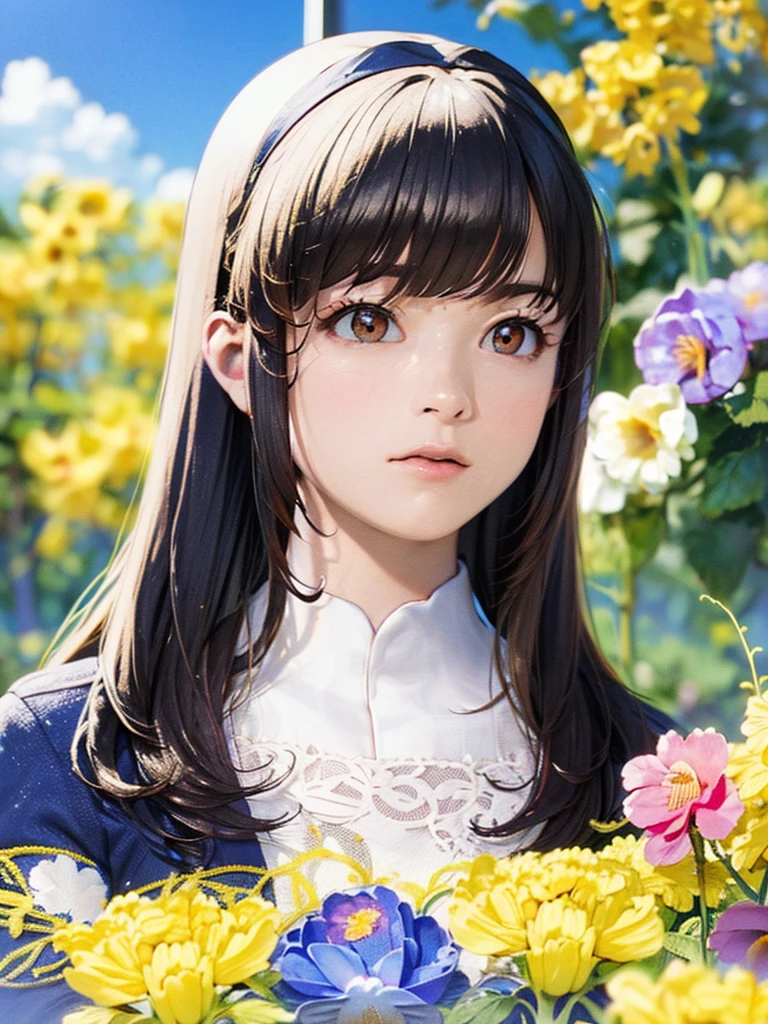 (RED Ribbon on HAIRband:1.2),Blonde HAIR,(masterpiece, best quality, highly detailed, ultra detailed, high resolution, absurdres, 4K, 8K:1.2), (official art, incredibly fine illustration, extremely detailed CG, detailed background, cinematic lighting, dynamic angle, perfect hands, detailed shiny skin, detailed hair, detailed eyes)(extremely awesome detailed pretty  face,beauty face)(extremely detailed)(Three-dimensional depiction)
BREAK, ((canola flowers, cherry blossoms)){(large grounds, canola flowers, cherry blossoms in full bloom, beautiful woman wearing a one-piece dress)},8k, high resolution, absurd, employed, delicately composed, detailed, exquisitely detailed, bold composition, cinematic angles, dynamic angles, top quality, masterpiece,