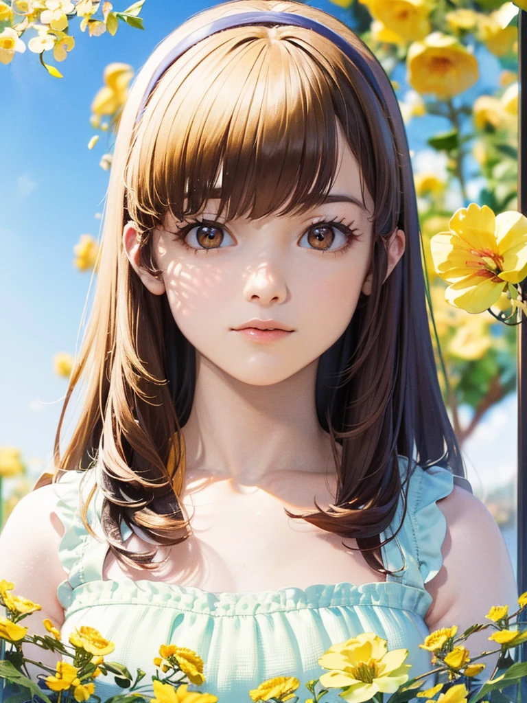 (RED Ribbon on HAIRband:1.2),Blonde HAIR,(masterpiece, best quality, highly detailed, ultra detailed, high resolution, absurdres, 4K, 8K:1.2), (official art, incredibly fine illustration, extremely detailed CG, detailed background, cinematic lighting, dynamic angle, perfect hands, detailed shiny skin, detailed hair, detailed eyes)(extremely awesome detailed pretty  face,beauty face)(extremely detailed)(Three-dimensional depiction)
BREAK, ((canola flowers, cherry blossoms)){(large grounds, canola flowers, cherry blossoms in full bloom, beautiful woman wearing a one-piece dress)},8k, high resolution, absurd, employed, delicately composed, detailed, exquisitely detailed, bold composition, cinematic angles, dynamic angles, top quality, masterpiece,