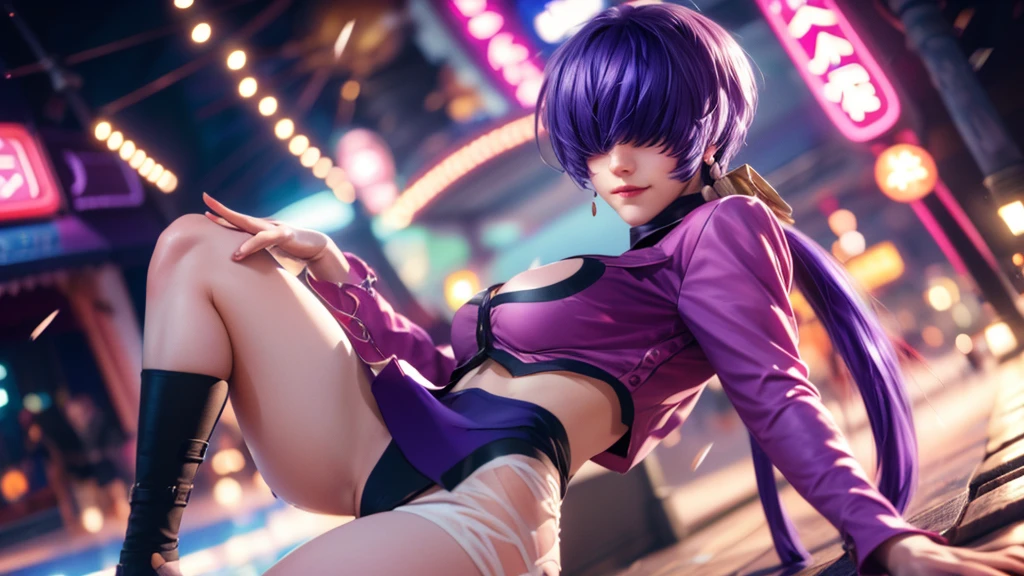 (at night), alone, in a video game scene, a background of a beautiful city during the day raining, standing at attention, purple hair, pink clothes ((purple hair)), 1 girl, alone, 20 years old, woman young, perfect and beautiful hands with perfect fingers, beautiful long legs, perfect legs, beautiful body, beautiful nose, beautiful character design, perfect face, looks at the viewer (focusing on the entire character), closed mouth, Light_Smile, official art, extremely detailed 8k CG wallpaper unit, perfect lighting, bright and colorful front lighting, glowing skin (masterpiece: 1.0), (best quality: 1.0), ultra high resolution, 4K, ultra detailed photography, 8K, HDR, high resolution, nonsense: 1.2, Kodak portra 400, film grain, blurred background, bokeh: 1.2, lens flare, (vibrant_color: 1.2), professional photography, (beautiful_face: 1.5), (narrow waist),
