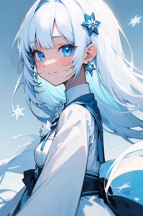 (best quality,hight resolution:1.2),portrait,white hair,long hair,blue eyes,girl,1,bigchest,soft bangs,brooch with small white f...