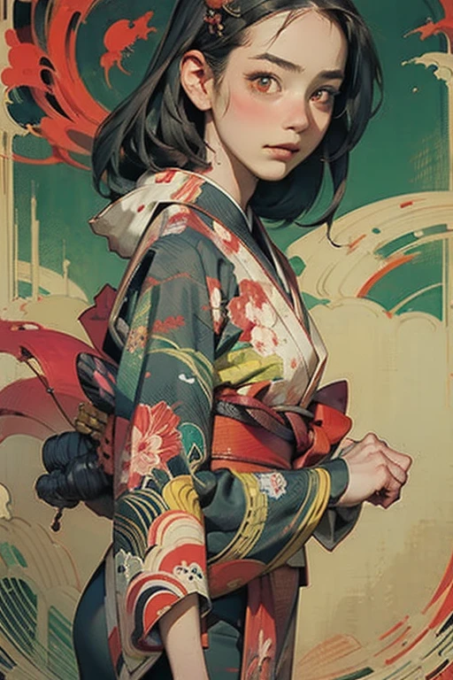 Girl riding a scorpion、（Wearing a kimono）、（Red Scorpion）、 scribble, nightmare, Doll-like face, Manga style, rough sketch, Horror elements, (masterpiece), (High resolution), (Very delicate), (clear), Comic style illustration, (drawing style), Cool colors, (Horror elements), Japanese painting, whole body, phantom, angle, (snap shot), Bugaboo, that&#39;terrible, (Spooky), Japan sculpture, primitive art, old picture scroll style, old staging, Ancient mural style, crazy illustration, antique, Dark atmosphere, Flat Illustration, Crazy Smile, Spookyな外観, Characteristic hairstyle, creative accessories, Unique atmosphere
