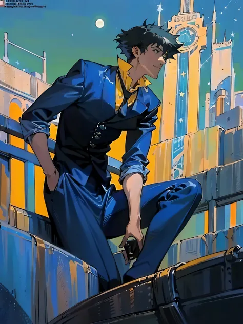 (masterpiece、top-quality、top-quality、detailed and complex、official art、aesthetically pleasing:1.3)、(spike spiegel)(standing on a...