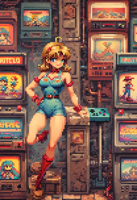 retro games, retro style characters, (masterpiece, highest quality, perfect composition,very detailed, intricate details, profes...