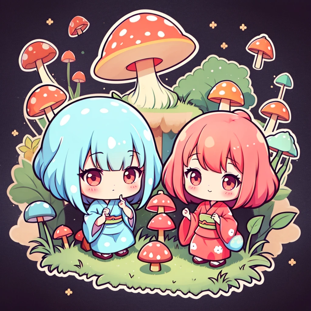 Cute mushroom wearing a kimono,One person, 