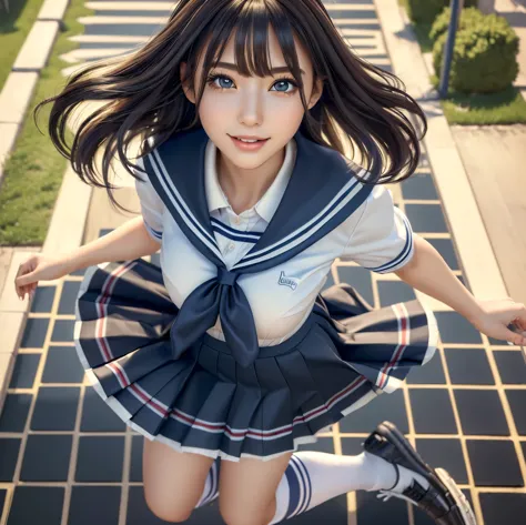 (best quality, masterpiece:1.5), (ultra-detailed, realistic:1.37),4k,(woman:1.5),cute,beautiful,(school uniform:1.2),(skirt),(bi...