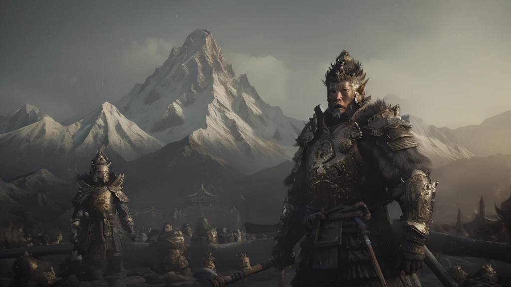 Black Myth: Wukong stands on the rolling mountains and looks at a huge Buddha statue in the distance