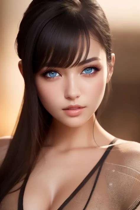 красивый детальный portrait женщины крупным планом с безупречной кожей, extremely detailed and realistic facial features, with c...