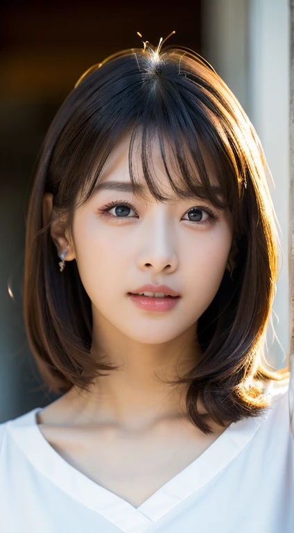 ulzzang -6500-v1.1, (Raw foto:1.2), (Photorealistic:1.4), a beautiful detailed girl, extremely detailed eye and face, beautiful detailed eyes, detailed, top-quality, [​masterpiece:1.6], finely detail, Cinematographic lighting, (1girl in)、、(perfect body type:1.5)、[H-cup、slim figure:1.8],(Nurse,(dynamic poses:1.3)、big eye