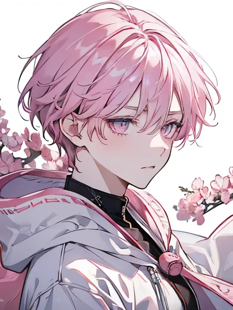 juvenile,male,high quality:1.3,perfect image:1.3,beautiful images:1.3,key anime art,id photo,white background,pink hair,pink eye...