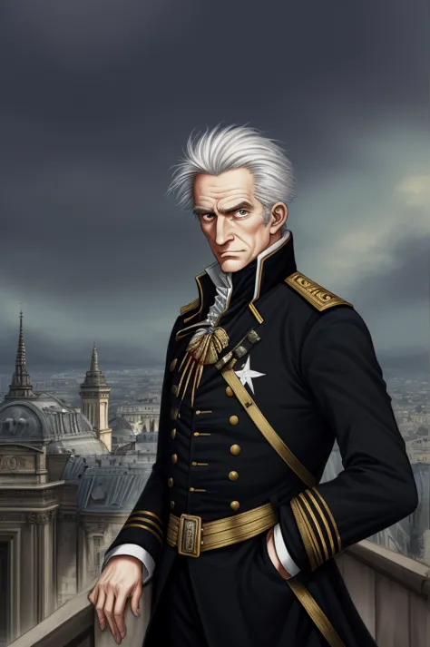 highest quality, masterpiece, high resolution,，（kellermann），french，french revolutionary soldier，medals，marshal，（french cityscape...