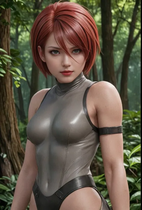 red hair "regina", "dino crisis game", quality, atlas, high resolution (4k, 8k), detailed portrait, beautiful and detailed face,...