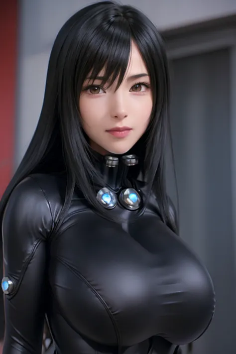 reika\(bodysuit\), masterpiece, (best quality:1.2), ultra-detailed, 1girl, solo, black eyes, black hair, looking at viewer, (hug...