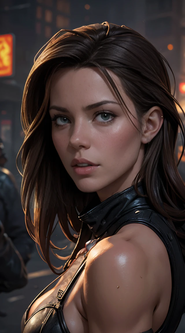 Hyperrealistic close-up photo of Kate Beckinsale, work of art, best qualityer, (photorrealistic:1.4), Create dystopian work of arts. Depict the cityscape in the gritty style of the game&#39;s concept art. This work should evoke a feeling of abandonment and despair in a futuristic setting.., Post-apocalyptic world. Notice the intricacies of the details, the sharp focus. (((camel toe))), ((attacked by zombie men)), (((strangled, Suffocated:1.4))), ((neckleace)), ((exposed bulges)), ((large, muscular hips))