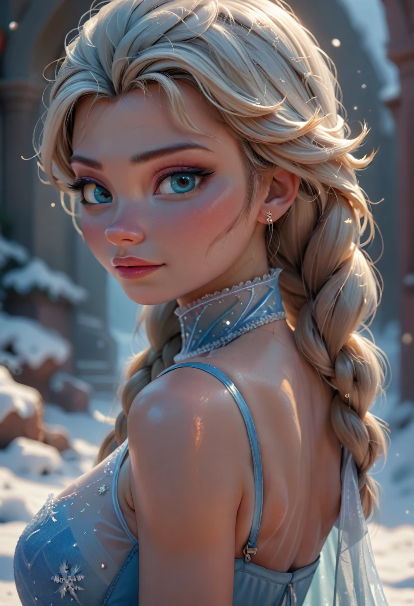 (Best quality, masterpiece), 1 girl, upper body, I look at the viewer, Frozen, Elsa, White background