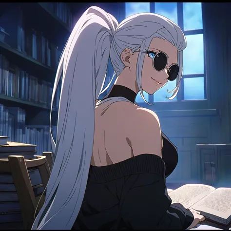 1girl, female gojo satoru, anime screencap from jujutsu kaisen, gojo satoru female version, solo, very long_hair, ((the hair is ...