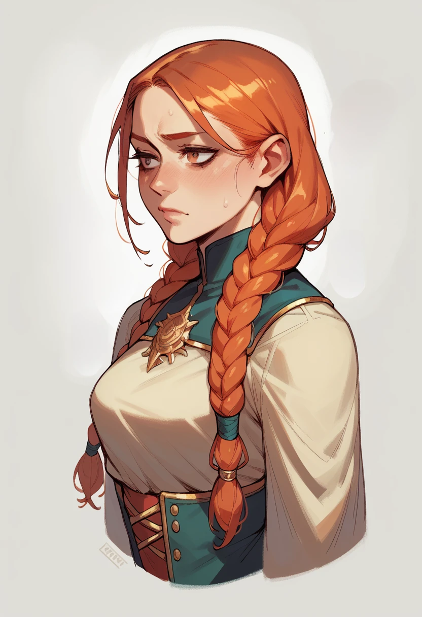 (masterpiece, top quality, Best Quality),  art,1 girl,Whole body, 
orange hair,braided hair 