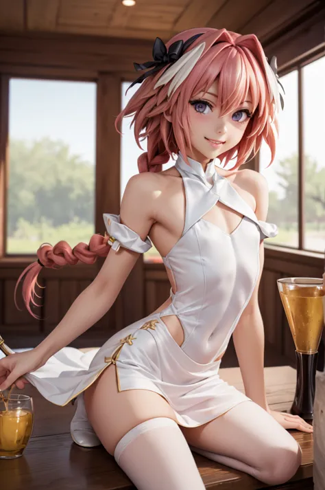 ((masterpiece)), ((best quality)), (detailed), astolfo, beautiful, beautifu and slim perfect body, slim body, really female, sli...