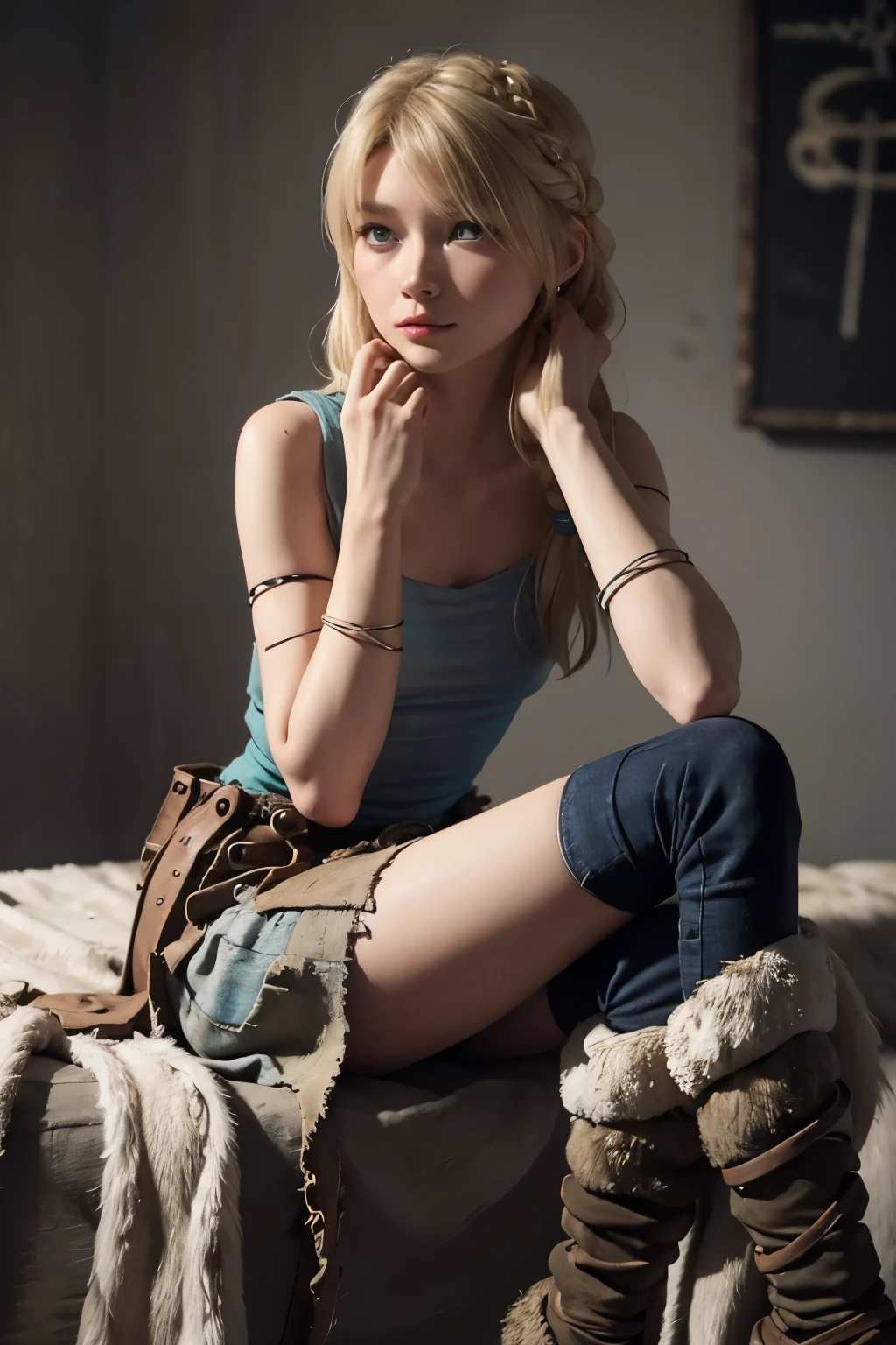 astrid hofferson, Skinny body, small bust, two hands, Whole body, you can see his legs, Lovely, very sexy,