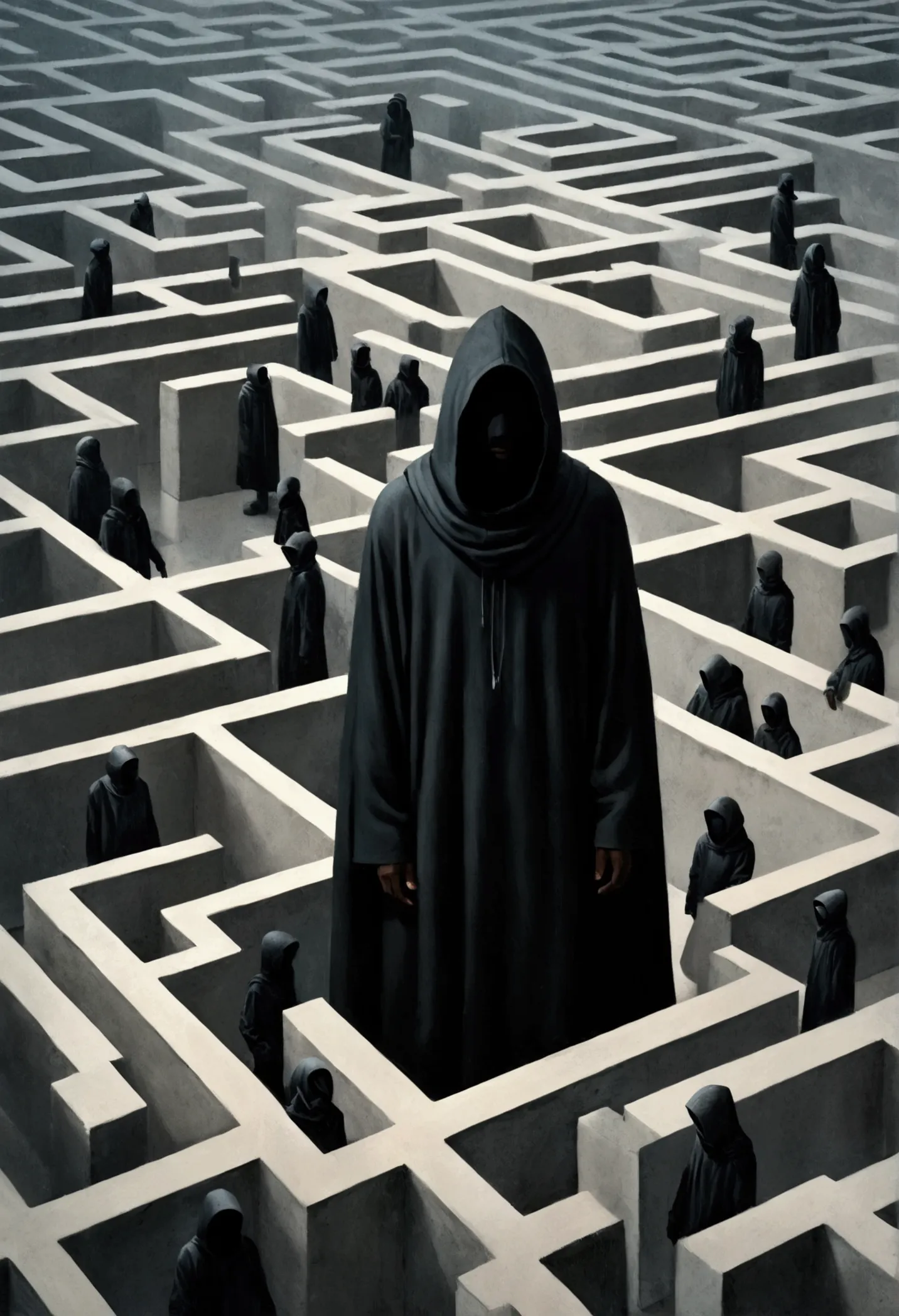 there are many black people standing in a concrete maze, the art of math by jeonseok lee, pexels contest winners, the art of mat...