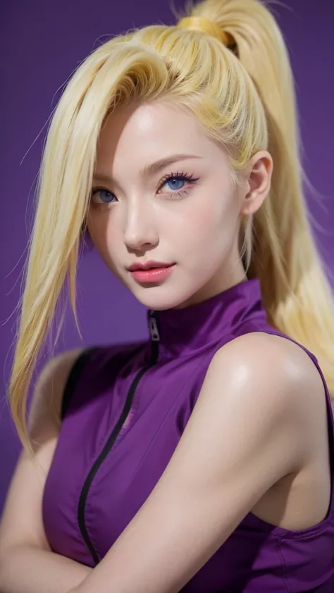 a close up of a person with long hair and a purple clothes, yamanaka ino, yamanaka ino from naruto shippuden as an anime charact...