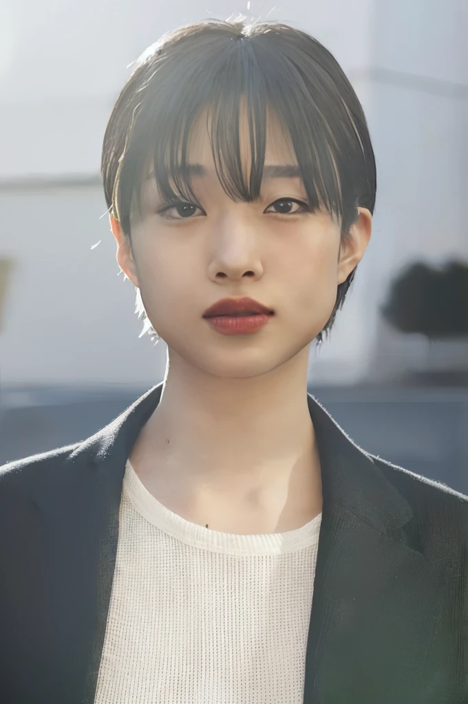 there is a woman in a black jacket and white shirt, Realistic Anime 3D Style, Soft Portrait Shot 8k, 8K Portrait Rendering, Cute realistic portrait, Portraits of Korean female idols, [ 4K Photorealism ]!!, Ultra realistic anime, Photorealistic Animation, Gweiz-style artwork, Anime realism style, 🤤 Portrait of a Girl