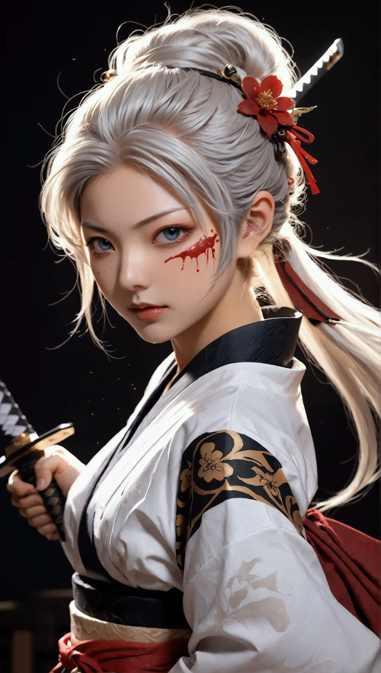 (japanese sword &reference;muramasa 2&reference;.2)two beautiful women、japanese swordを持った女性、shinobi costume、warrior、clear eyes、{...