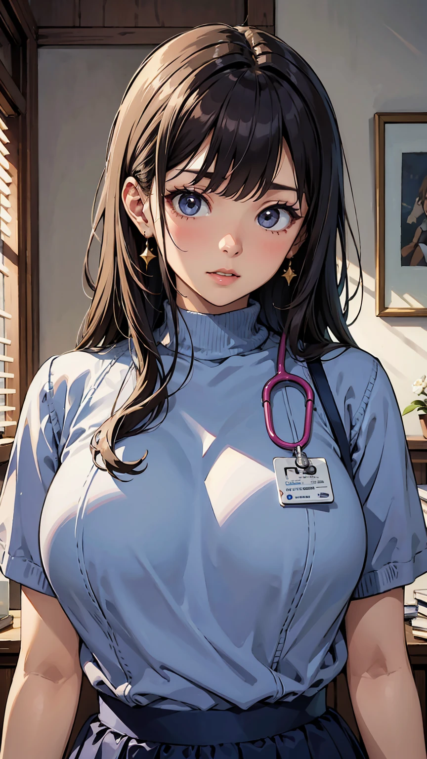 best quality、masterpiece、high resolution、Health Insurance Doctor、big bust、sweater