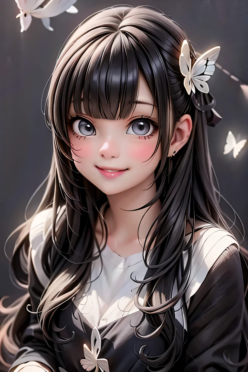 cute butterfly girl smiling