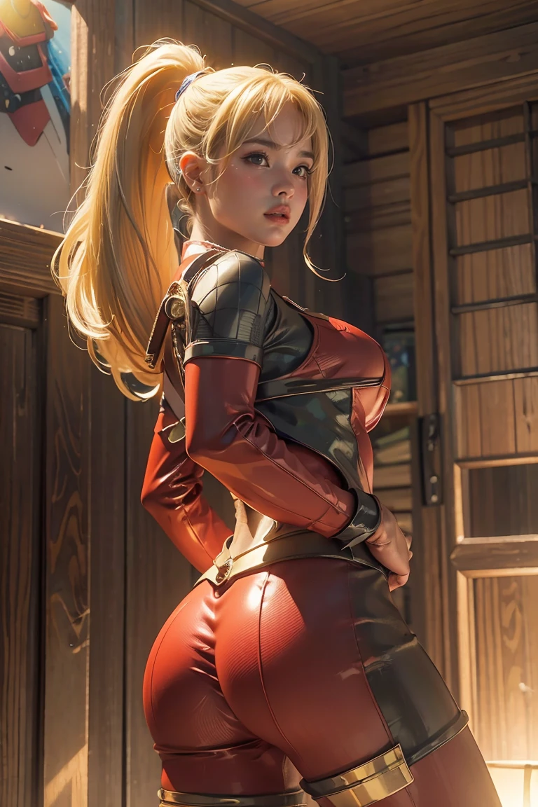 (((3d,CGI))) “cartoon art-style” realistic portrait of a sexy and busty female superhero character in the style of Deadpool, I have blonde hair., Wear tight clothing., holding a sword, Pose seductively and confidently, It is large., The back has a good figure., (best quality,4K,8ก,height,Masterpiece:1.2),Very detailed,(realistic,photorealistic,photo-realistic:1.37),ลักษณะใบหน้าที่มีรายVery detailed,Beautifully detailed eyes,Beautifully detailed lips,ดวงตาและใบหน้าที่มีรายVery detailed,Long eyelashes,Intricate costume details,dynamic light,Stunning shadow,bright colors,movie elements