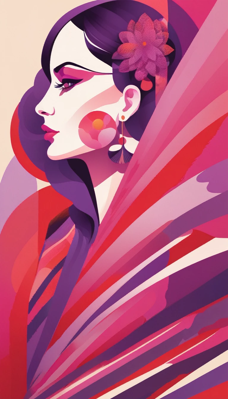 illustration of a woman with a flower in her hair, jen bartel, a beautiful artwork illustration, in style of digital illustration, james gilleard artwork, beautiful digital illustration, exquisite digital illustration, colorful illustration, vector art style, stunning digital illustration, illustration art, inspired by James Gilleard, in style of james gilleard, fabulous illustrations, digital illustration -