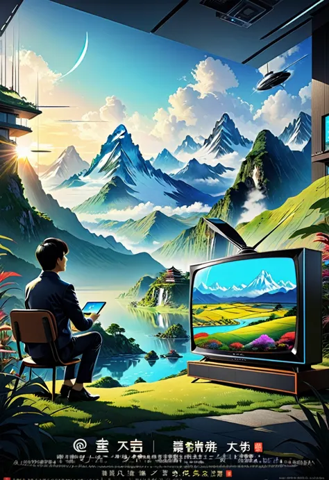 a poster drawn to announce tv day to people all over the world、the tv of the future、imagine an innovative tv you've never seen b...