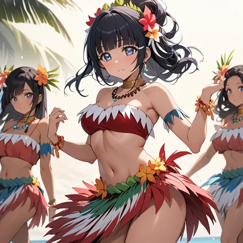 ((highest quality)), ((masterpiece)), (detailed), （perfect face）、the woman is aoki reika, a dark-skinned tahitian with semi-long...