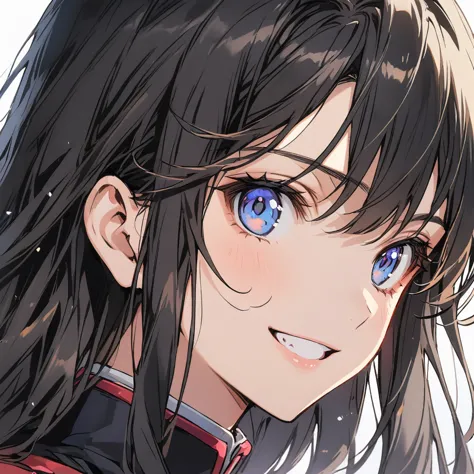 beauty　black hair　smile　uniform　close-up of face