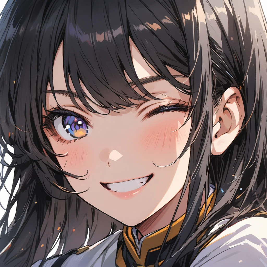 beauty　Black Hair　smile　uniform　Close-up of face