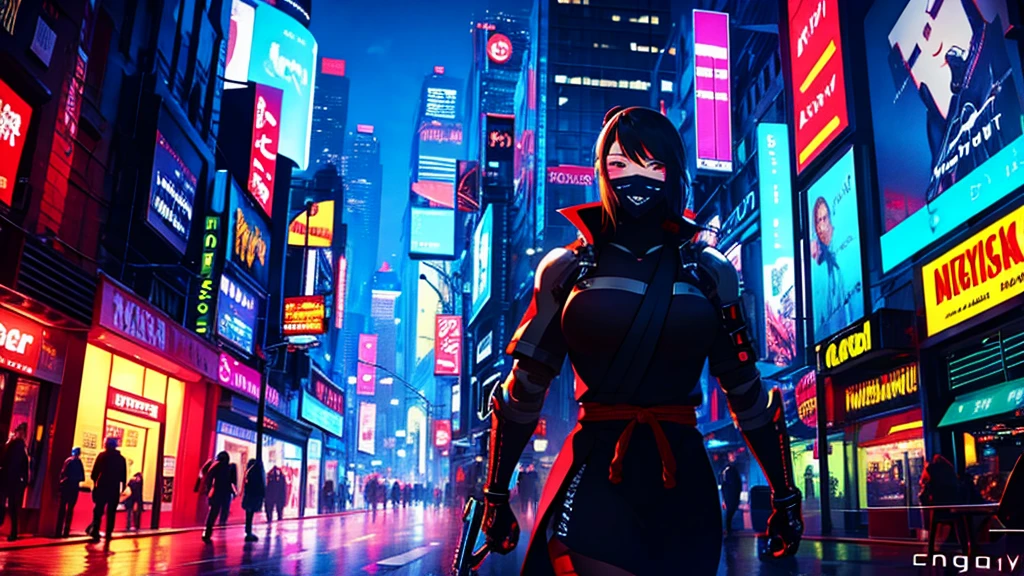 Night city ,cyberpunk, ninja