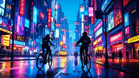 night city ,cyberpunk , bike