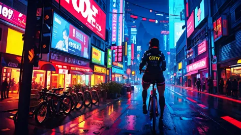 night city ,cyberpunk , bike