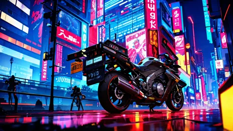 night city ,cyberpunk , bike