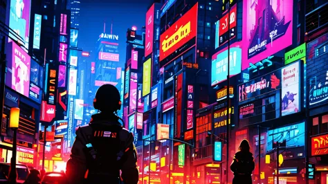 night city ,cyberpunk, drones flying in the sky