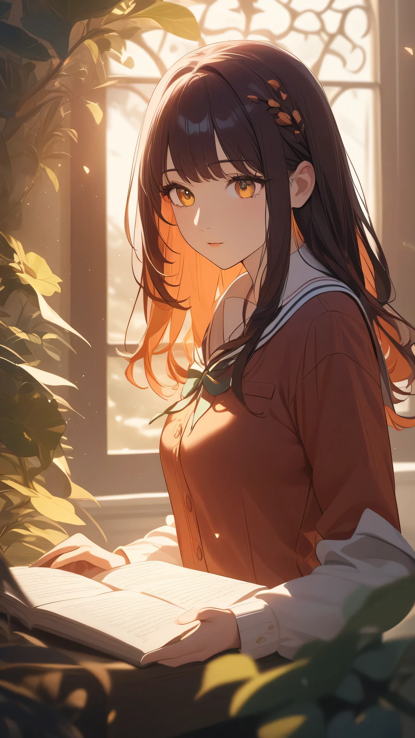 1girl, solo, schooluniform, surreal scene, detailed face, detailed eyes, detailed hair, detailed clothing, intricate details, magical realism, dreamlike, ethereal, whimsical, cinematic lighting, warm color palette, soft focus, dramatic shadows, dramatic highlights, volumetric lighting, atmospheric, mystical, fantastical, vibrant colors, detailed textures, seamless, masterpiece, best quality, 