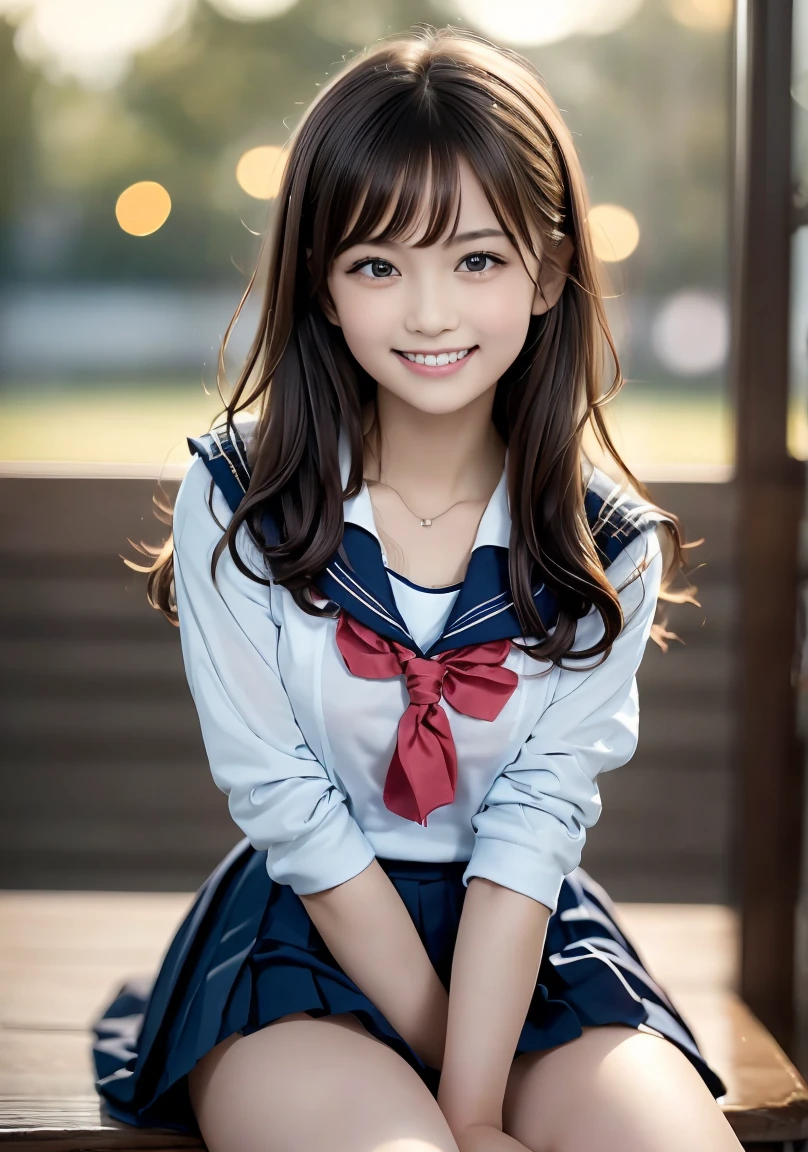 (ＪＫ:1.3), (high school girl:1.3), (Sailor suit:1.3), school uniform, smile