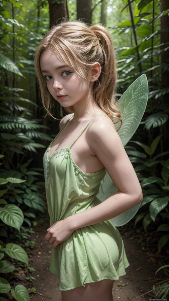 uma linda adolescente tinkerbell (tinkerbell) like a fairy in the forest. Its vibrant, youthful features create an impressive juxtaposition of ethereal beauty. NFSW